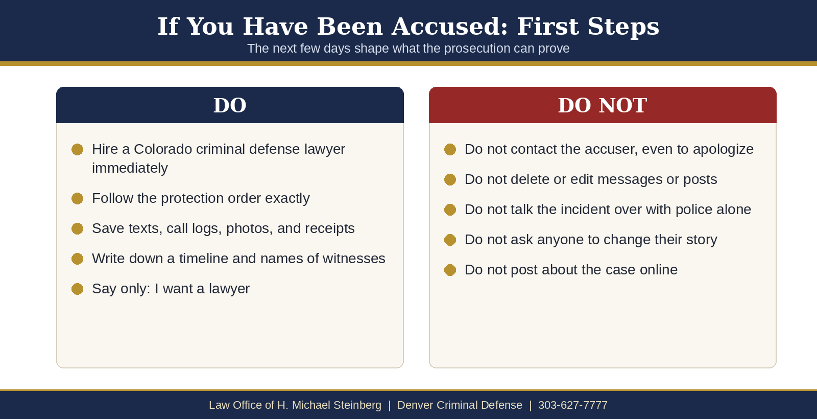 Do and do not list if you are accused of domestic violence in Colorado
